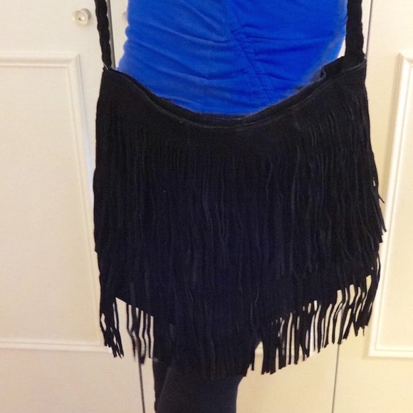 SUEDE FRINGE MESSENGER/CROSS BODY HANDBAG, CHOOSE: - Picture 1 of 7